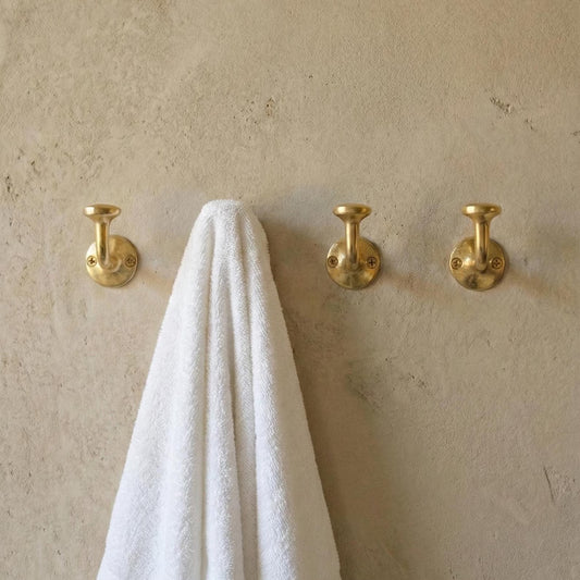 Solid Brass Wall Hook, Unlacquered Antique Finish, Rustic Towel/Coat Hook